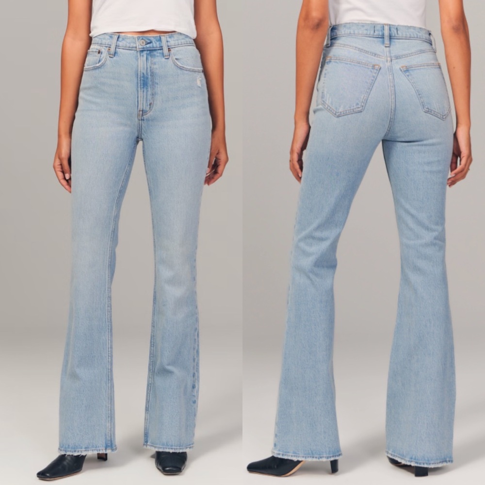 Abercrombie & Fitch the 70’s vintage flare ultra high rise jeans light wash